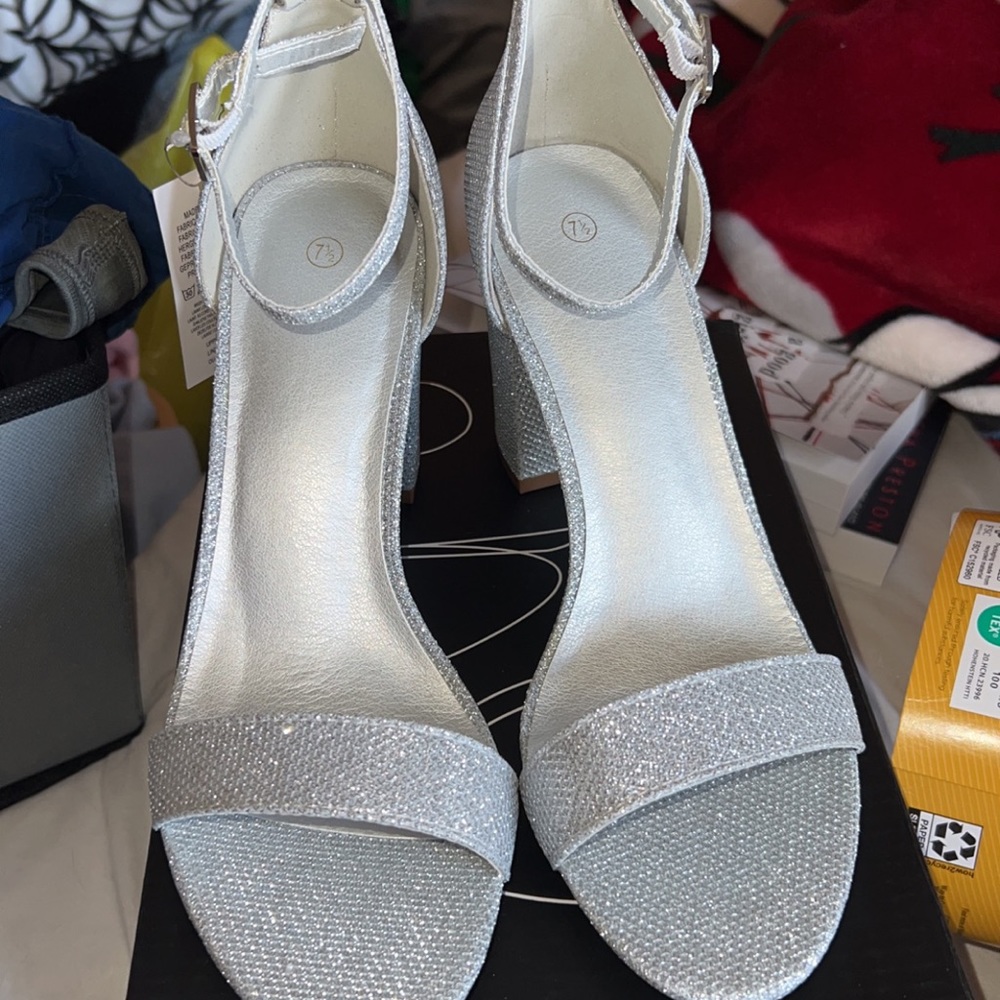Silver sparkly heels